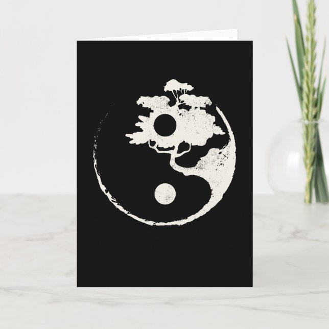 Ying Yang Bonsai Tree Enso Circle Zen Karte (Vorderseite)