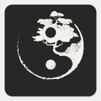 Ying Yang Bonsai Tree Enso Circle Zen Quadratischer Aufkleber