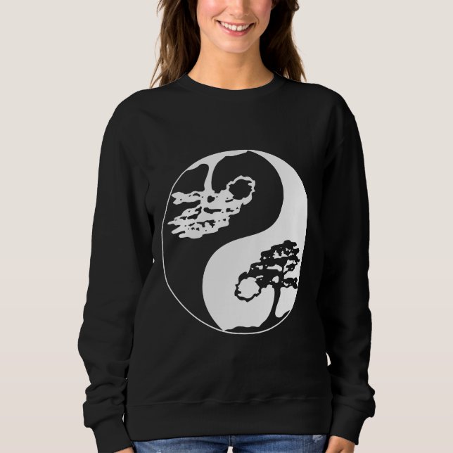 Ying Yang Bonsai Tree Philosophie - Licht und Dunk Sweatshirt (Vorderseite)