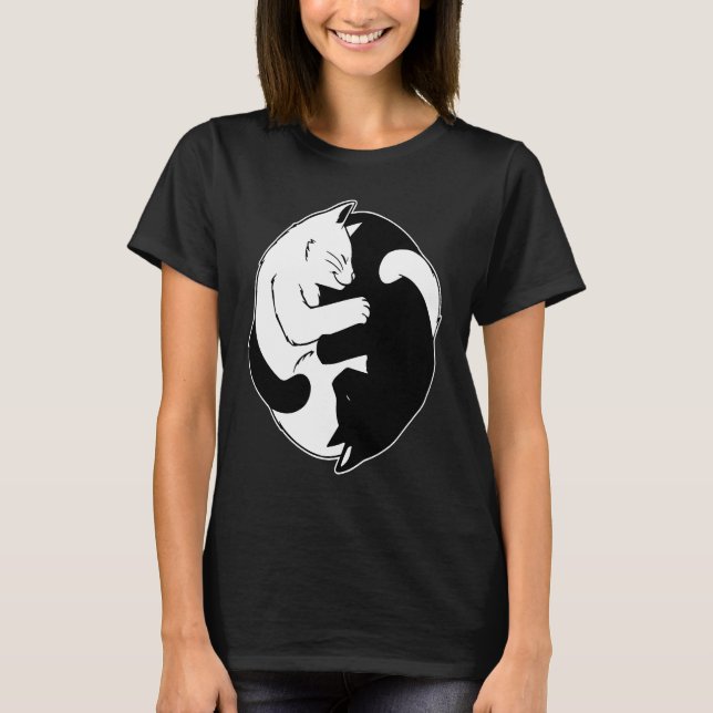 Ying Yang Cat Men Women T-Shirt (Vorderseite)