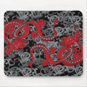 Ying Yang Dragon oin Red - Chinesisches Neujahr Mousepad