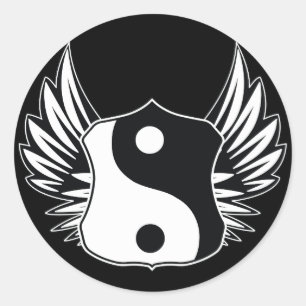 Ying Yang Flügel Runder Aufkleber