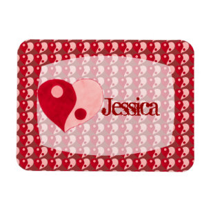 Ying Yang Heart (Rot/Rosa) Magnet