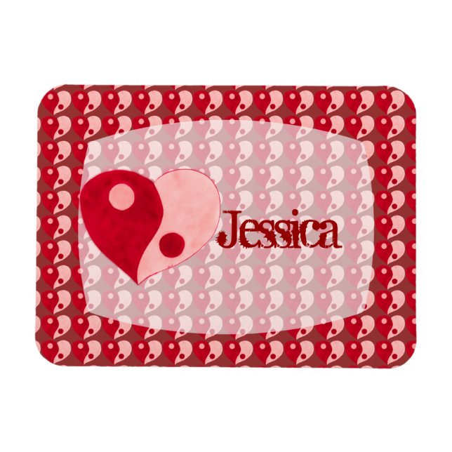 Ying Yang Heart (Rot/Rosa) Magnet (Horizontal)