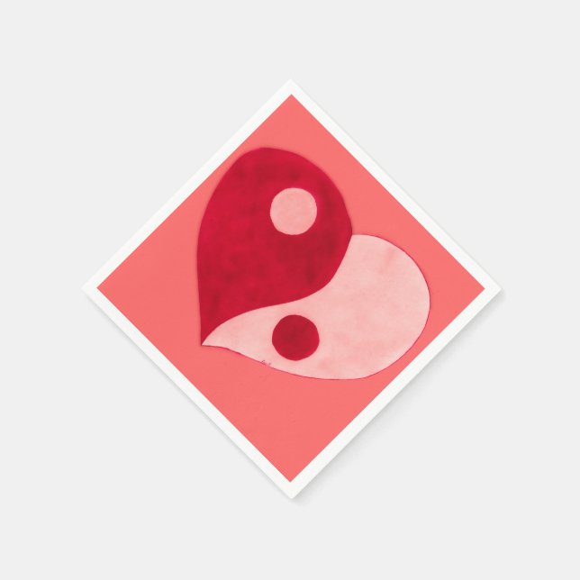 Ying Yang Heart (Rot/Rosa) Serviette (Ecke)
