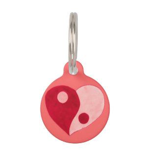 Ying Yang Heart (Rot/Rosa) Tiernamensmarke