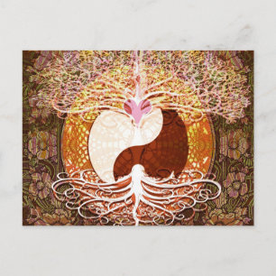 Ying Yang Heart Tree of Life Postkarte