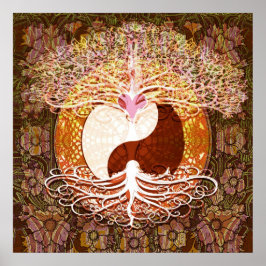 Ying Yang Herzbaum des Lebens Poster