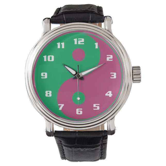Ying Yang in lebhaften Farben Armbanduhr (Vorderseite)