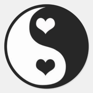 Ying-Yang-Liebe Runder Aufkleber