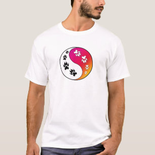 Ying Yang Paw Print Cat Dog T-Shirt