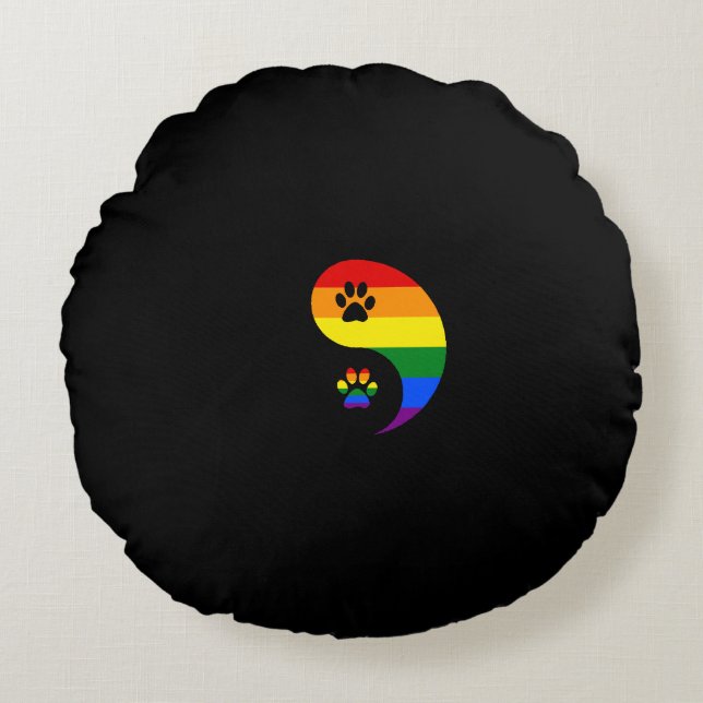 Ying Yang Pride Rundes Kissen (Vorderseite)