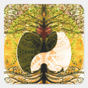Ying Yang Quadratischer Aufkleber