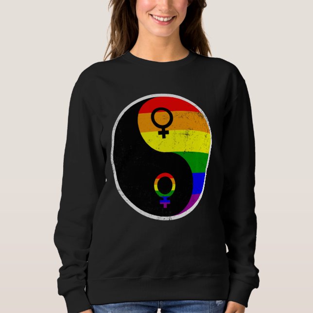 Ying Yang Rainbow Gay Lgbt Pride Support Sweatshirt (Vorderseite)