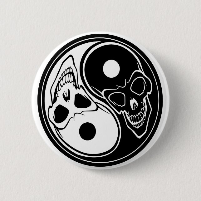 ying Yang-Schädelvektor Button (Vorderseite)