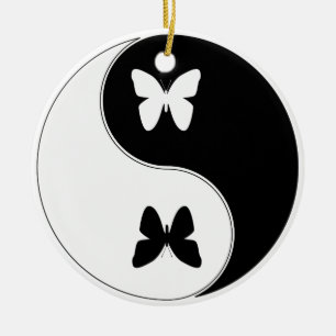 Ying Yang Schmetterling Keramikornament