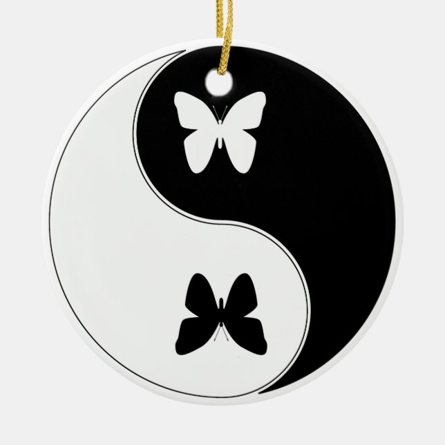 Ying Yang Schmetterling Keramikornament (Vorne)