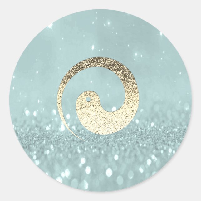 Ying Yang Symbol Balance Aquamarines Gold Pace Log Runder Aufkleber (Vorderseite)