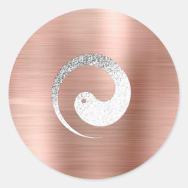 Ying Yang Symbol Balance Blush Grau Pace Spirituel Runder Aufkleber