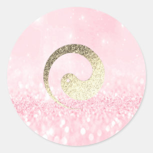 Ying Yang Symbol Balance Pink Gold Pace Spirituell Runder Aufkleber