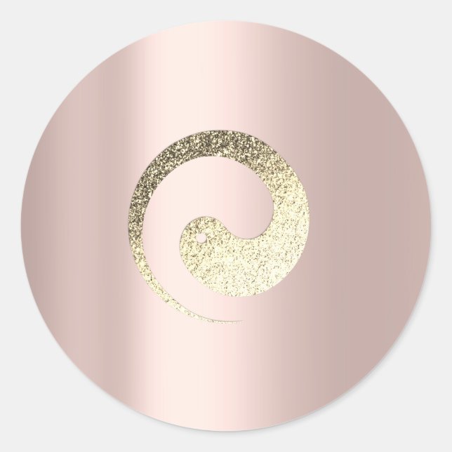 Ying Yang Symbol Balance Rose Gold Pace Spirituell Runder Aufkleber (Vorderseite)