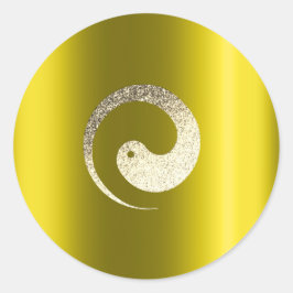 Ying Yang Symbol Balance YellowGold Pace Spirituel Runder Aufkleber