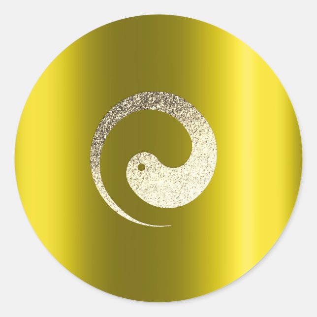 Ying Yang Symbol Balance YellowGold Pace Spirituel Runder Aufkleber (Vorderseite)