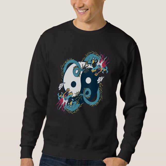 Ying Yang  Tai Chi Dragon Design for Meditation  T Sweatshirt (Vorderseite)