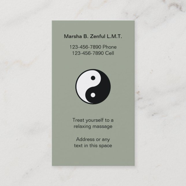 Ying Yang Zen-Massage Visitenkarte (Vorderseite)