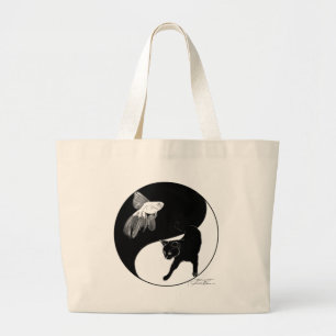 YinYang Fisch-und Katzen-Tasche Jumbo Stoffbeutel