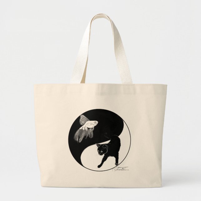 YinYang Fisch-und Katzen-Tasche Jumbo Stoffbeutel (Vorne)