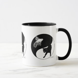 YinYang Fische und Katze - Tasse mit 3 Bildern