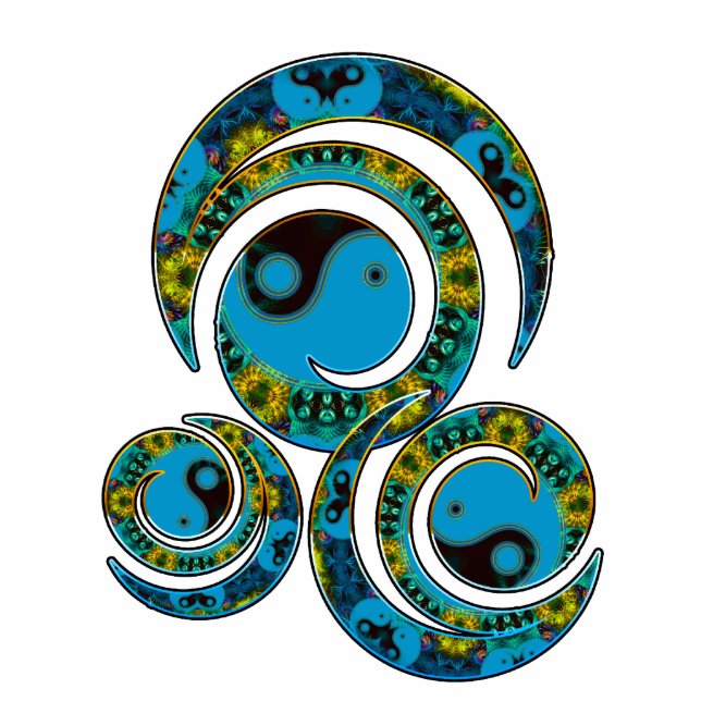 YinYang Fraktal Swirl Skulptur Fotoskulptur Magnet (Vorne)