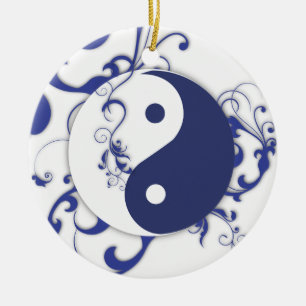 Yinyang mit Rollen-Ornament Keramik Ornament