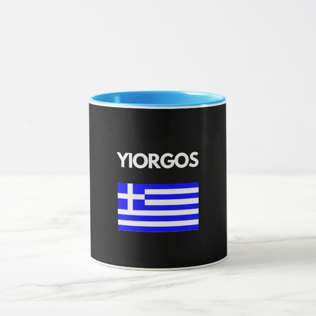 Yiorgos griechischer Name mit griechischer Flagge Tasse (Zentrum)