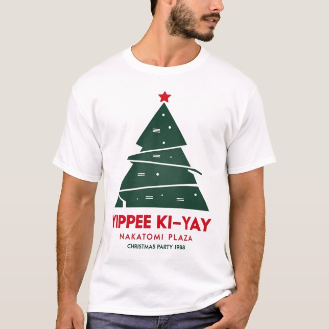 Yippee Ki Yay Nakatomi Plaza Electric Weihnachten T-Shirt (Vorderseite)
