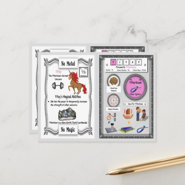 Yitzy - Ytterbium Horn Unicorn Game Card Postkarte (Vorderseite/Rückseite Beispiel)