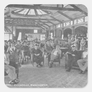 YMCA Hostel, Piccadilly, Manchester, c.1910 Quadratischer Aufkleber