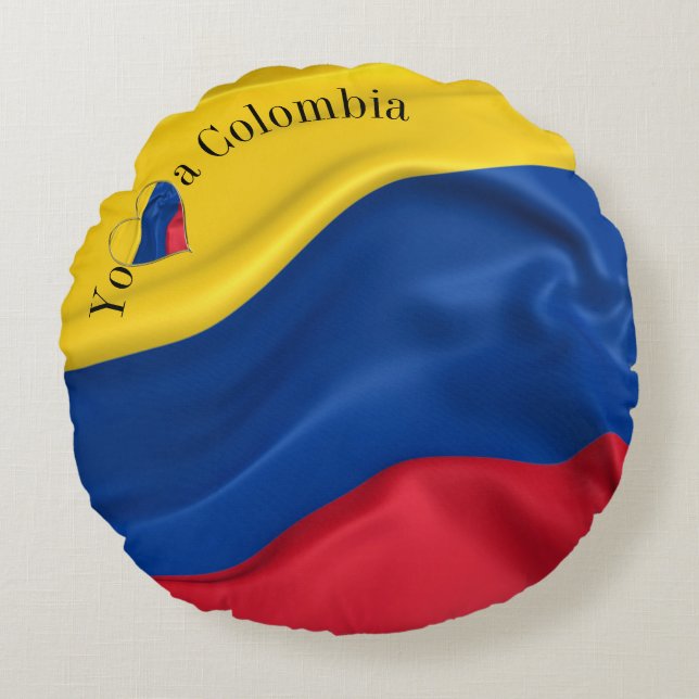 Yo Amo A Colombia Flag Rundes Kissen (Vorderseite)
