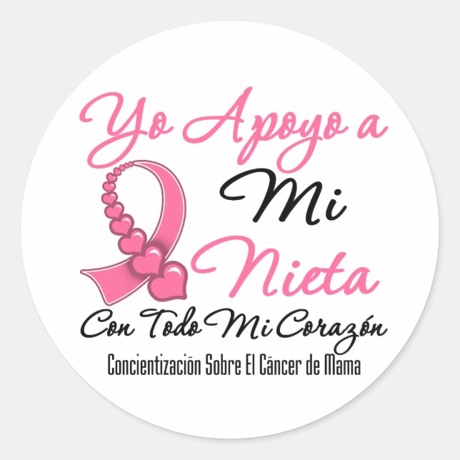 Yo Apoyo a Mi Nieta - Cáncer de Mama Runder Aufkleber (Vorderseite)