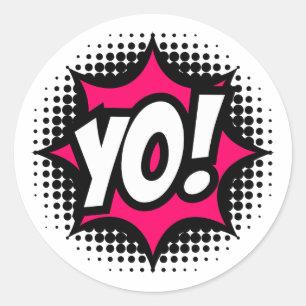 YO! Comic-Book-Stil Runder Aufkleber