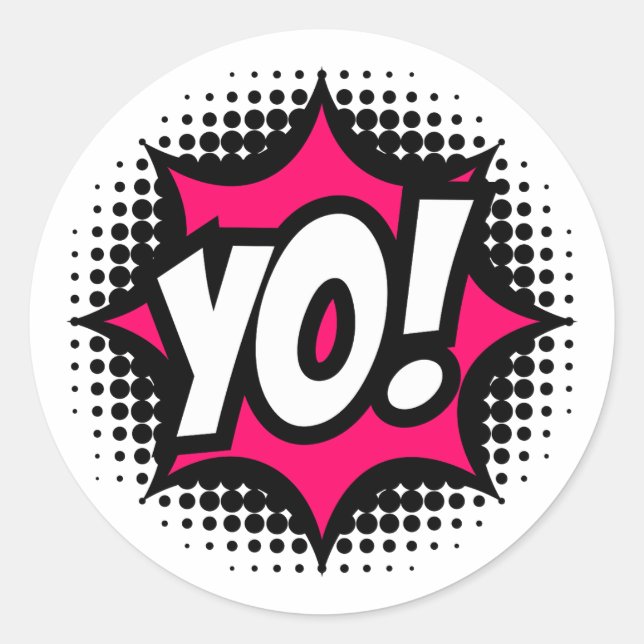 YO! Comic-Book-Stil Runder Aufkleber (Vorderseite)