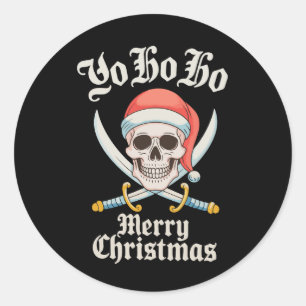 Yo Ho Ho Frohe Weihnachten Pirat Xmas Totenkopf Ur Runder Aufkleber