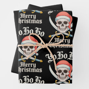 Yo Ho Ho Frohe Weihnachts Pirate Xmas Skull Holida Geschenkpapier Set