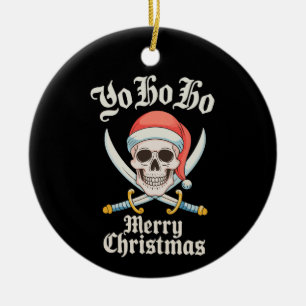 Yo Ho Ho Frohe Weihnachts Pirate Xmas Skull Holida Keramik Ornament