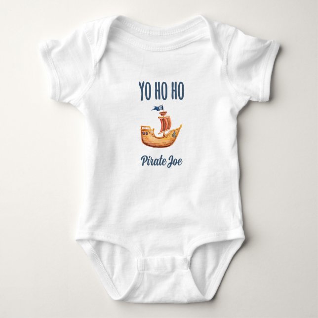 Yo Ho Ho Personalisiert Pirate Ship Baby Strampler (Vorderseite)