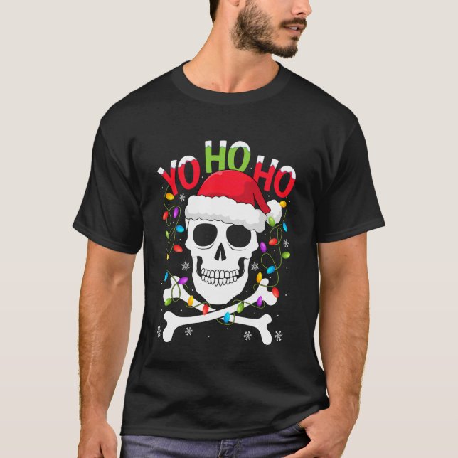 Yo Ho Ho Pirate Boat Cruise Christmas Santa Hat Sk T-Shirt (Vorderseite)