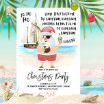 Yo Ho Ho Pirate Santa Rum Weihnachts-Party Einladung<br><div class="desc">Ahoy! Fügen Sie einen nautischen Spaß zu den Feiertagen mit dieser Weihnachtsfeier Party Einladung, die eine Piraten-Drehung in die Melodie von "The Little Drummer Boy". Ein Aquarellpirate Santa am Strand mit einem tropischen Kokosnuss-Getränk in der einen Hand und einer Flasche Rum in der anderen und Piraten Schiff und Ozean im...</div>
