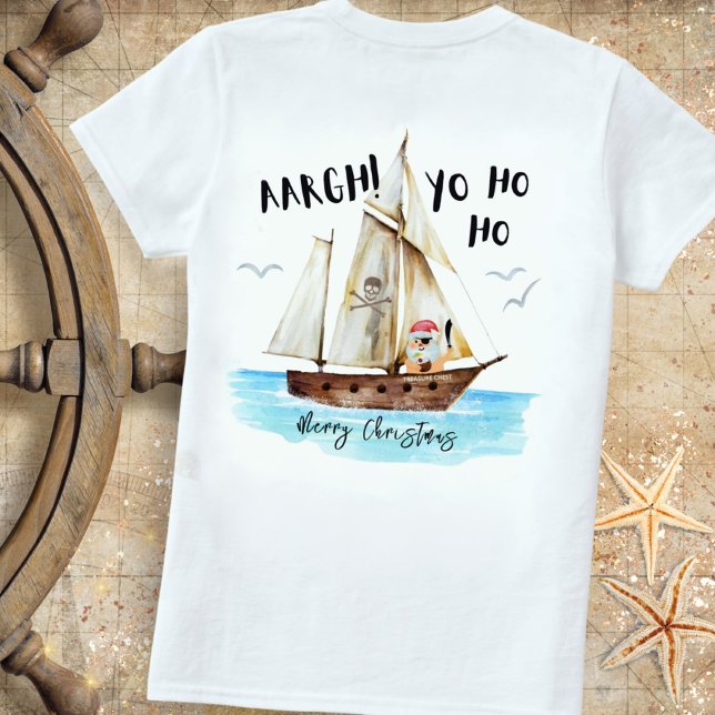 Yo Ho Ho Pirate Santa Ship Frohe Weihnachten T-Shirt (Von Creator hochgeladen)