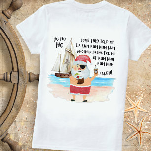 Yo Ho Ho Pirate Santa Ship Rum Funny Christmas T-Shirt